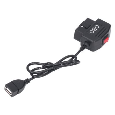 OBD Power Cable, 48cm/18.9in OBD Power Adapter Cable with Switch Button Acc Mode Low Voltage Fit for Dash Camera Phone Charging