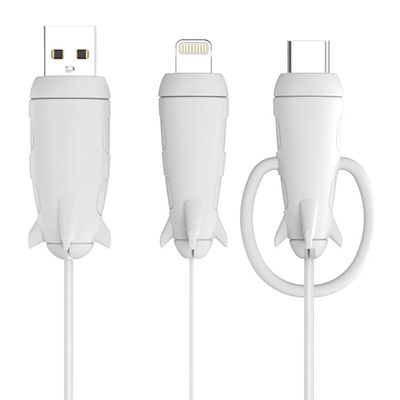 ZOSTLAND Data Cable Protector, Cute Silicone Cord Saver Cable Winder 2 in 1 Data Cable Protector Anti-Break Protective Cover Compatible with iPhone 11 12 13 14 15 Charging Cable Micro Android (White)