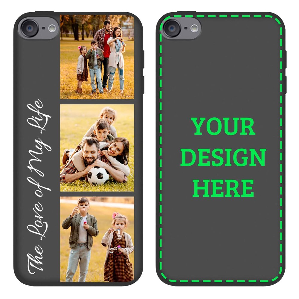 Custom Personalized Phone Case for iPod Touch 5 6 7 Design Your Own Multi Picture Collage Slim Soft Black Phone Cover for Family Friends Couple Gift