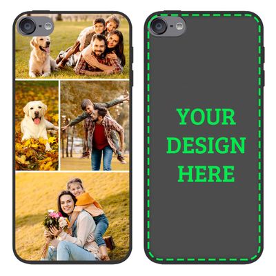 Custom Multi-Picture Phone Cases for iPod Touch 5 6 7 Personalized Collage Pictures Phone Case Customized Full Body Protection Shockproof Slim Soft Black Phone Cover Printable Phone Case