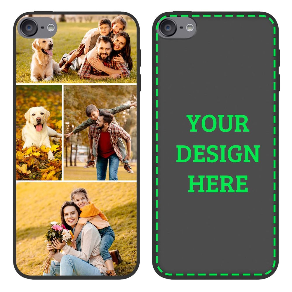 Custom Multi-Picture Phone Cases for iPod Touch 5 6 7 Personalized Collage Pictures Phone Case Customized Full Body Protection Shockproof Slim Soft Black Phone Cover Printable Phone Case