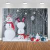 MAQTT 7X5FT Christmas Day Photography Background Snow Capped Pine Trees and Snowman Gifts Friends Birthday Party Decoration Backdrop Banner Prop Photo view 1