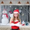 MAQTT 7X5FT Christmas Day Photography Background Snow Capped Pine Trees and Snowman Gifts Friends Birthday Party Decoration Backdrop Banner Prop Photo view 3