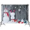 MAQTT 7X5FT Christmas Day Photography Background Snow Capped Pine Trees and Snowman Gifts Friends Birthday Party Decoration Backdrop Banner Prop Photo view 4