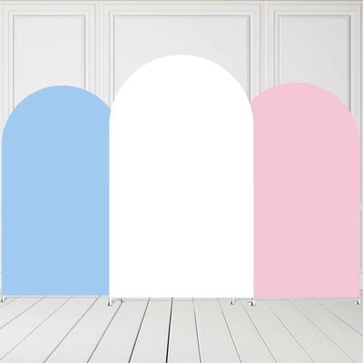 afoloa Pastel Pink Gender Reveal Party Arched Backdrop Covers for Parties Pink Chiara Arch Fabric Cover Birthday Wedding Party Baby Shower Decor Props(3x6ft)