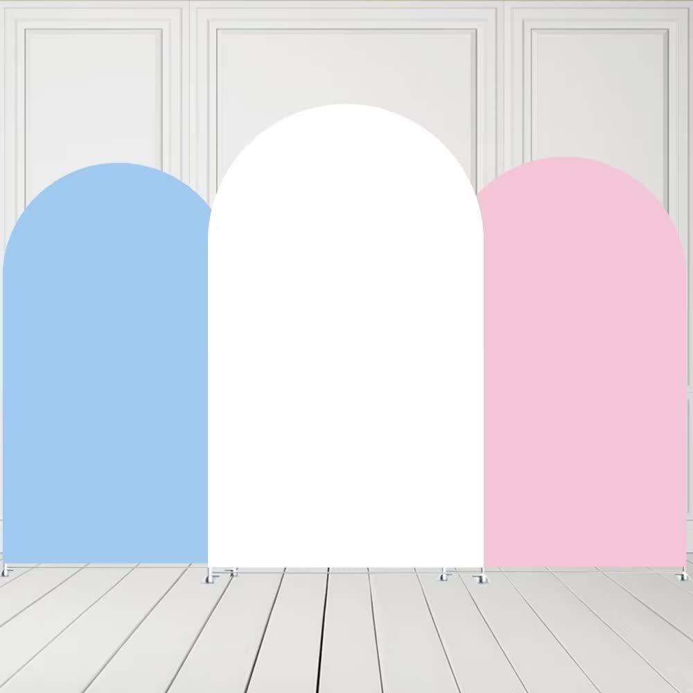 afoloa Pastel Pink Gender Reveal Party Arched Backdrop Covers for Parties Pink Chiara Arch Fabric Cover Birthday Wedding Party Baby Shower Decor Props(3x6ft)