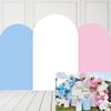 afoloa Pastel Pink Gender Reveal Party Arched Backdrop Covers for Parties Pink Chiara Arch Fabric Cover Birthday Wedding Party Baby Shower Decor Props(3x6ft) view 3