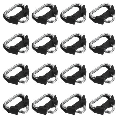 PATIKIL Camera Strap Lug Ring, 16 Pack Metal Triangle Split Ring Hook Adapter with Plastic Cap Universal for Camera Shoulder Strap, Silver Black