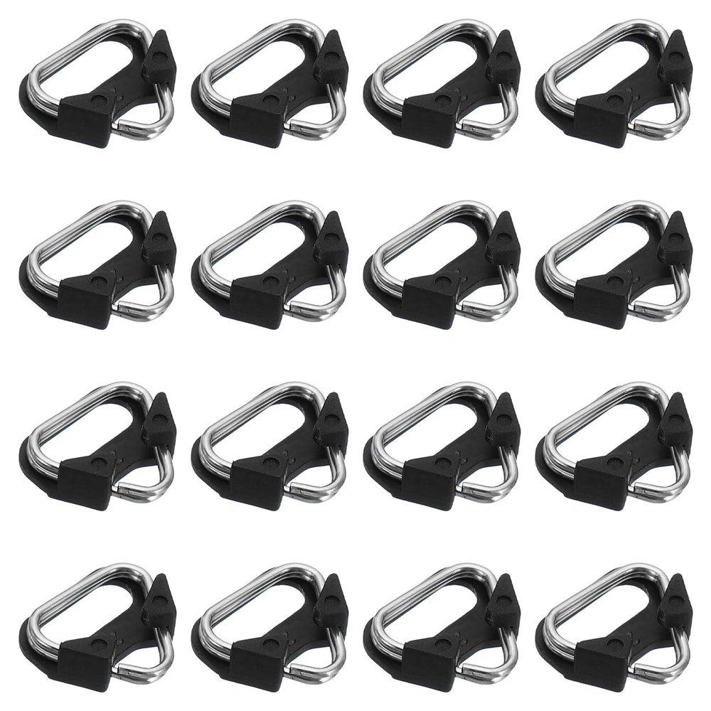 PATIKIL Camera Strap Lug Ring, 16 Pack Metal Triangle Split Ring Hook Adapter with Plastic Cap Universal for Camera Shoulder Strap, Silver Black