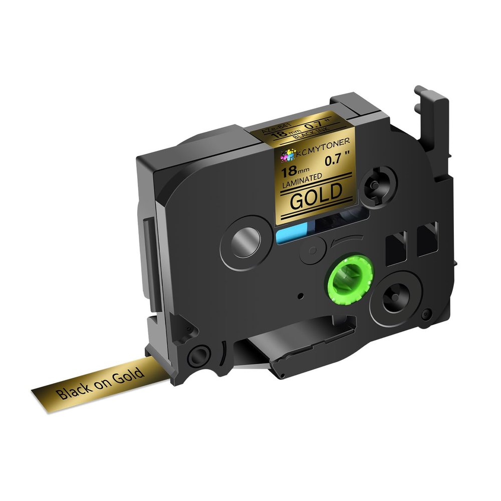 KCMYTONER 20 Pack Compatible for TZe-841 TZe841 TZ841 TZ-841 Laminated Ptouch Label Tape 18mm 0.7 Inch Black on Gold Tape for PT-E550WVP PT-E800W PT-H300 PT-H300LI PT-P750WVP Label Maker