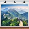 Loccor Fabric 7x5ft China Great Wall Backdrop World Famous Architecture Green Mountain Sky Nature Scenery Background American Chinese Family Decor Kids Adults Travel Portrait Shoot Props view 1