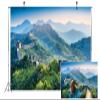 Loccor Fabric 7x5ft China Great Wall Backdrop World Famous Architecture Green Mountain Sky Nature Scenery Background American Chinese Family Decor Kids Adults Travel Portrait Shoot Props view 2