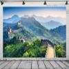 Loccor Fabric 7x5ft China Great Wall Backdrop World Famous Architecture Green Mountain Sky Nature Scenery Background American Chinese Family Decor Kids Adults Travel Portrait Shoot Props view 3