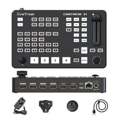 CINETREAK V1 Vertical Livestreaming Video Switcher Mixer with PVW/PGM Output PTZ Camera Control,RTMPs livestream for ins, tiktok