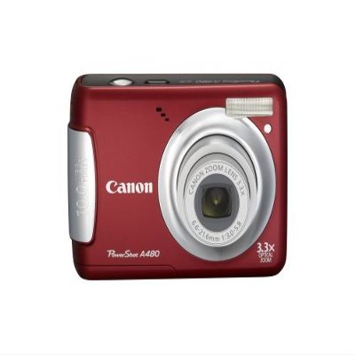 Canon PowerShot A480 10 MP Digital Camera with 3.3X Optical Zoom and 2.5-inch LCD (Deep Red) (Renewed)