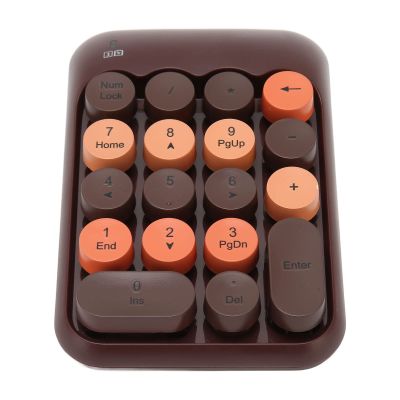 Estink 2.4Ghz Numeric Keypad, 18 Keys Mini Numeric Keypad, Vintage Color Keyboard and Round Keycaps, with USB Receiver for PC, Desktop and Laptop (Coffee Color)