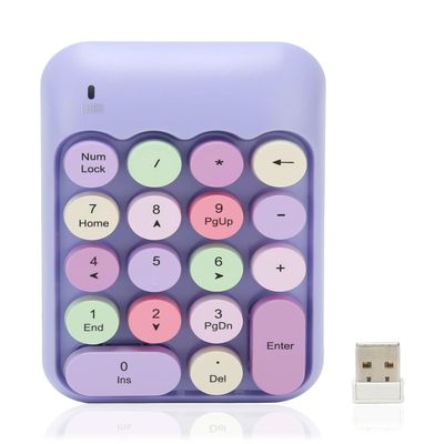 Estink 2.4Ghz Numeric Keypad, 18 Keys Mini Numeric Keypad, Vintage Color Keyboard and Round Keycaps, with USB Receiver for PC, Desktop and Laptop (Theme)