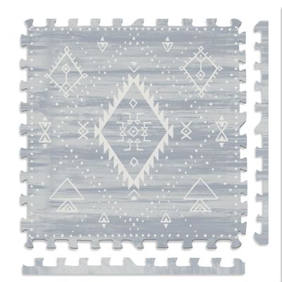 Play Platoon Non-Toxic Large Kids Play Mats for Floor, 9 Tiles, 72 x 72 inch - Extra-Thick Foam Tiles, 24 x 24 inch Puzzle Mats, Neutral Playmat for Toddlers & Childrens Playroom - Saguaro Print