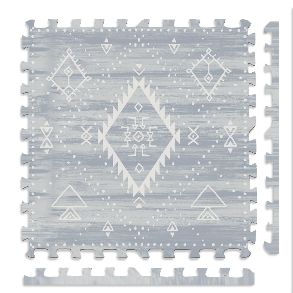 Play Platoon Non-Toxic Large Kids Play Mats for Floor, 9 Tiles, 72 x 72 inch - Extra-Thick Foam Tiles, 24 x 24 inch Puzzle Mats, Neutral Playmat for Toddlers & Childrens Playroom - Saguaro Print
