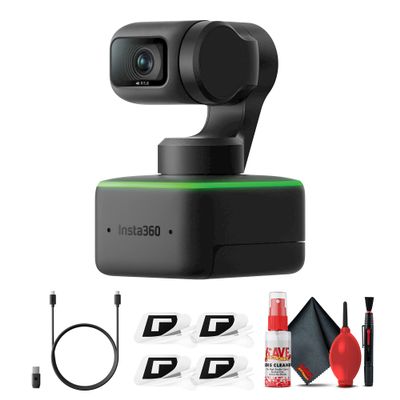 Insta360 Link UHD 4K AI Webcam with Tabletop Tripod and 6Ave Cleaning Kit