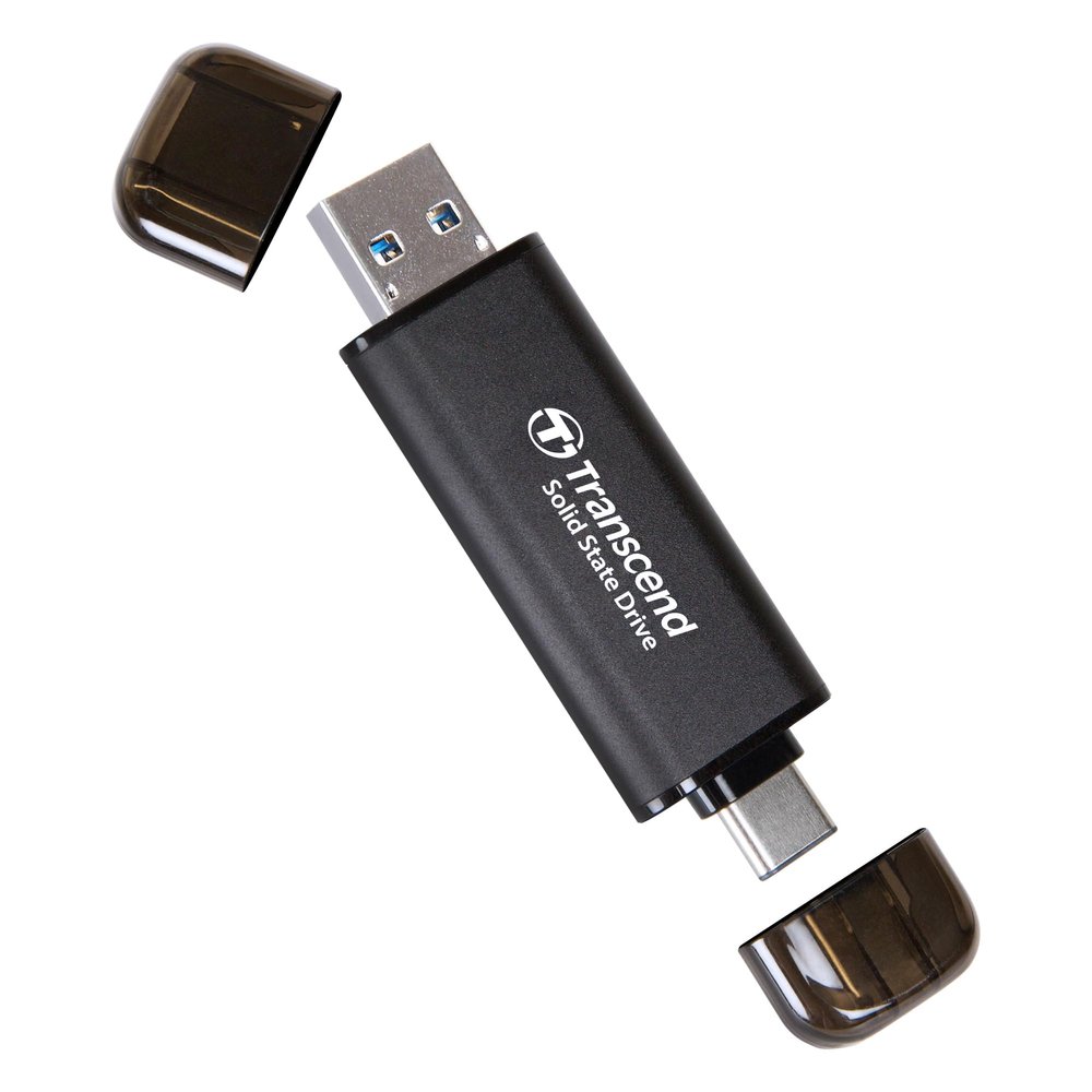 Transcend ESD310 2TB External SSD, Up to 1,050MB/s, Dual USB Drive for iPhone17,16,15, iPad&Mac/Pixel10/Tesla/Steam Deck/ROG Ally/MSI Claw/Android/PS5, 2-in-1 Type C &A, USB 3.2 Gen2 Portable SSD