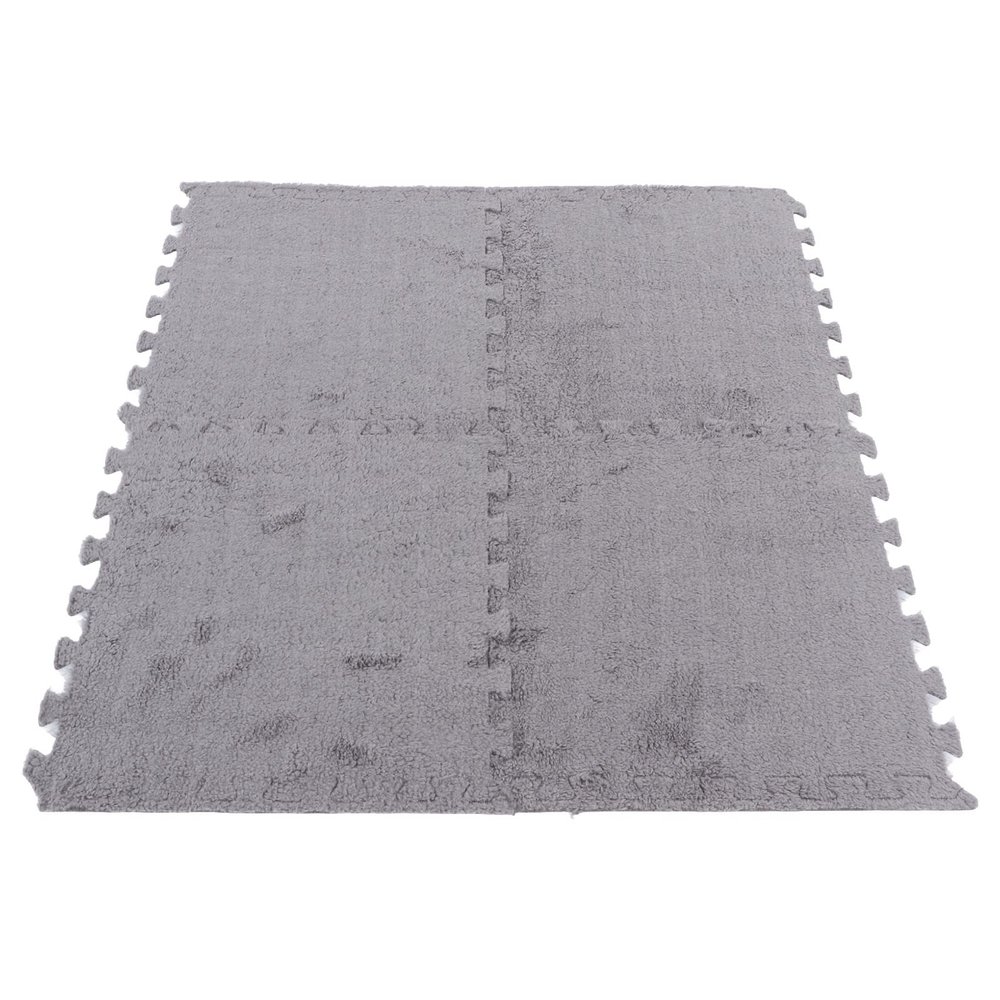 Garosa 10Pcs Soft Foam Floor Tiles Interlocking Play Mat for Kids Playroom, Plush Climbing Area Rug Carpet Tiles Home Safe Non-Slip Decor Grey