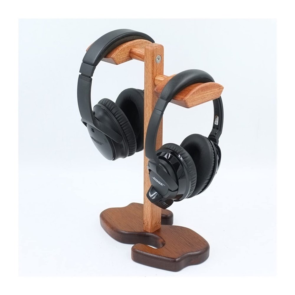 GRFIT Headphone Holder Solid Wood Dual Headphones Stand Handmade Brazilian Rosewood Earphone Holder Bracket Display Shelf Showcase Multi Headphones with Solid Heavy Base Headset Stand