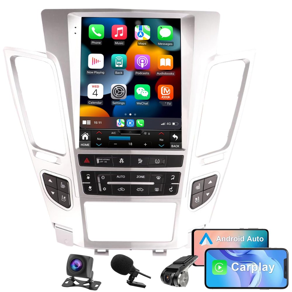 HoeeNilsa Android 13 Car Stereo Radio for Cadillac CTS 2007-2012 GPS Navigation with DSP in Dash Headunit Multimedia Player 9.7-Inch IPS Touchscreen Build in Android AUTO Wireless Carplay Bluetooth