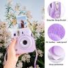 MUZIRI KINOKOO Case for Fujifilm Instax Mini 12 Instant Film Camera, PU Leather Gradient Weave Veins Fuji Mini 12 Protective Case with Shoulder Strap - Purple view 3