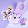 MUZIRI KINOKOO Case for Fujifilm Instax Mini 12 Instant Film Camera, PU Leather Gradient Weave Veins Fuji Mini 12 Protective Case with Shoulder Strap - Purple view 4
