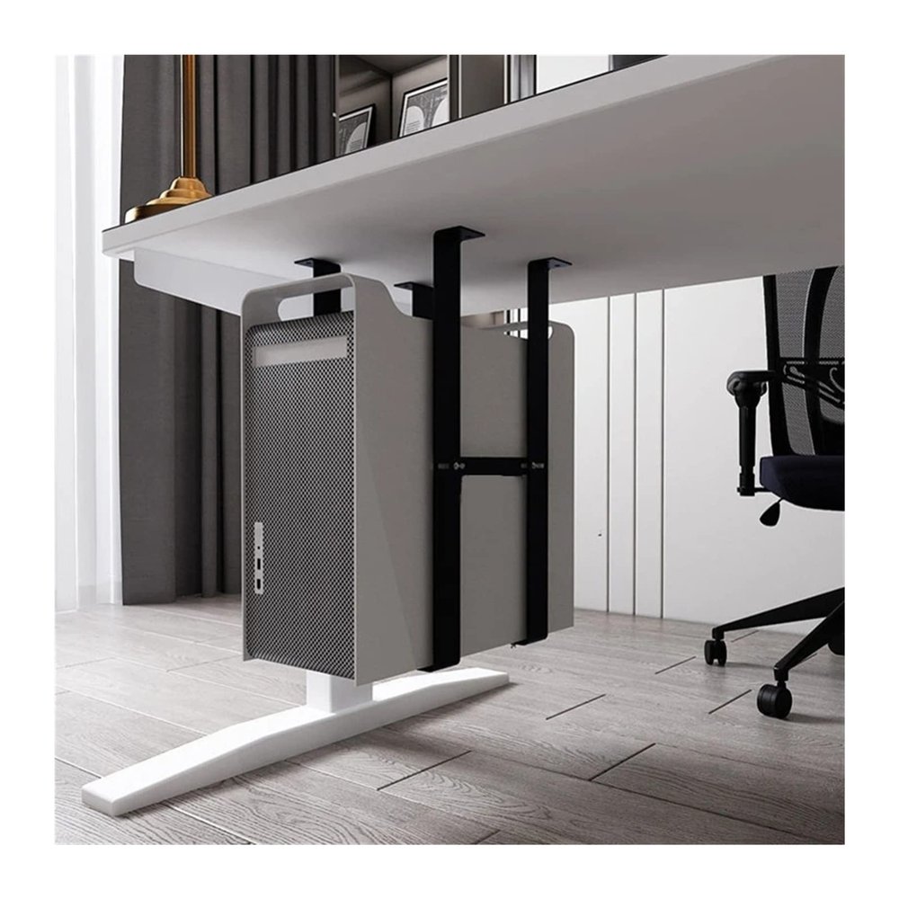 CPU Stand Tower Stand CPU Holder Under Desk Mount, Steel Adjustable PC Tower Stand Heavy Duty PC Case Holder Width Adjust from 5.4" to 9.8" Height Less than 19.6" CPU Holder Stand ( Color : Black )