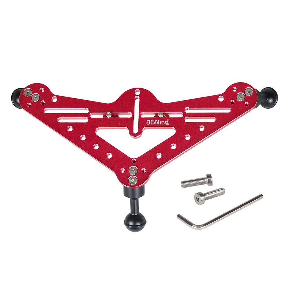 Upgrade Diving Tripod Support Gimbal Tray Rig Bracket Mount Adapter Compatible with GoPro 11 10 Camera Dual Handheld SLR Underwater Waterproof Case (Red)