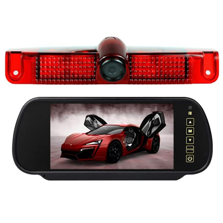 3rd Third Brake Light Backup Reverse Parking Rear View Reversing Camera Led/IR Light Waterproof for GMC Savana Van and Chevy Express (2003-2016) (Camera+7IN)