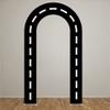KONPON Black Racing Car Road U-Shaped Arch Backdrop Cover for Birthday Party Decoration Finish Line Racing Double-Sided Stretchy Open Arch Backdrop Stand Cover view 2