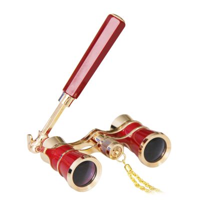 Opera Glasses Binoculars, Vintage 3X25 Mini Opera Glasses Binoculars with Adjustable Handle and Chain for Women Kids for Musical Concerts and Theater (R)