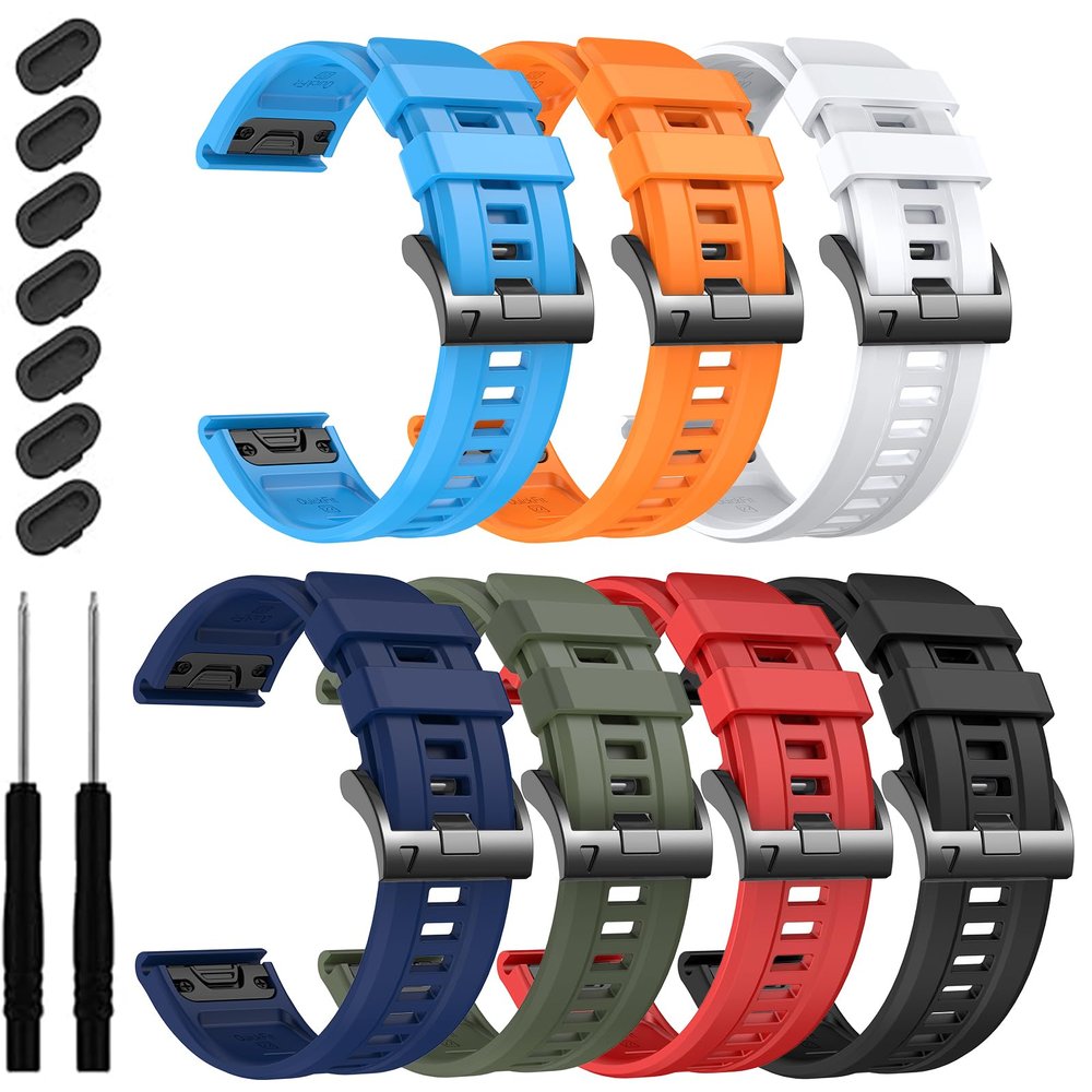 EZMVZKU 22mm Quickfit Sport Band for Garmin Fenix 8/8Pro 47mm/Fenix 7/7 Pro/6/6 Pro/5 Plus,Silicone Watchband Strap for Forerunner 970 965 955/Approach S70/quatix 8/tactix 8 47mm/Descent G2/G1 Solar