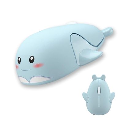 Samudgate Wireless Mouse, Cute Dolphin Shape 2.4 GHz USB Mute 1200DPI Optical Mice Portable Small Mouse for Travel, Office, Home, Laptop, Computer (Blue)