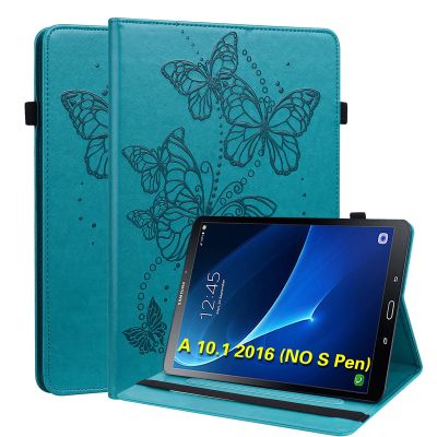 VODEFOX Case for Samsung Galaxy Tab A 10.1 2016 (No S Pen Version),Butterfly PU Leather Folio Flip Stand Case 10.1 Inch (SM-T580/T585/T587) - Blue