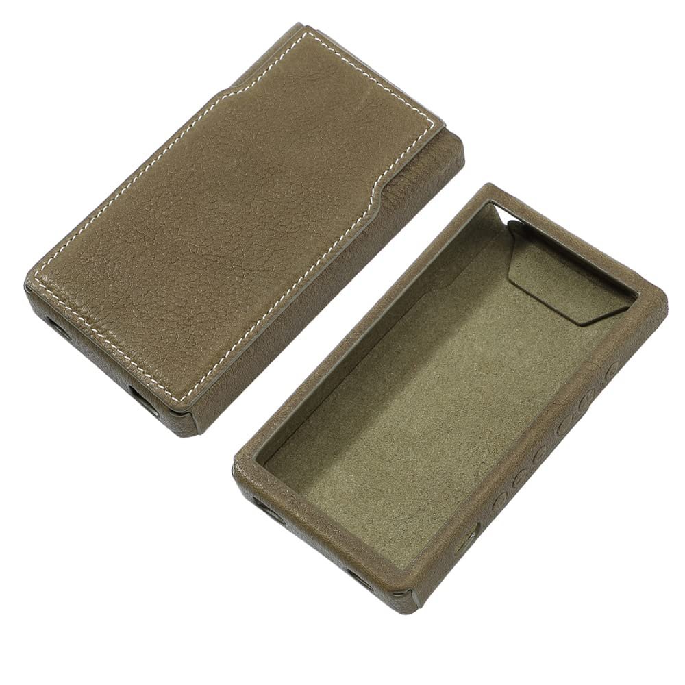 Genuine Leather Protective Shell Skin Case Cover for Sony Walkman NW-ZX700 NW-ZX706 NW-ZX707 (Olive Green)
