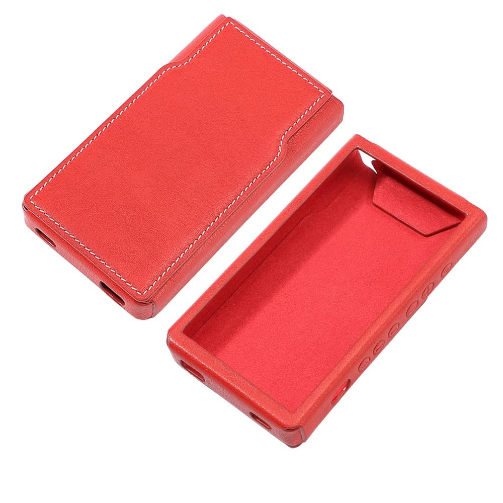 Genuine Leather Protective Shell Skin Case Cover for Sony Walkman NW-ZX700 NW-ZX706 NW-ZX707 (Red)