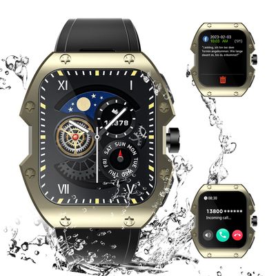 Smart Watch for Men (Make/Answer Call) 1.91 Curved Screen IP68 Waterproof Fitness Tracker Watch for Android iOS Phones 580mAH Military Smartwatch with Heart Rate Blood Oxygen Pressure Sleep Monitor