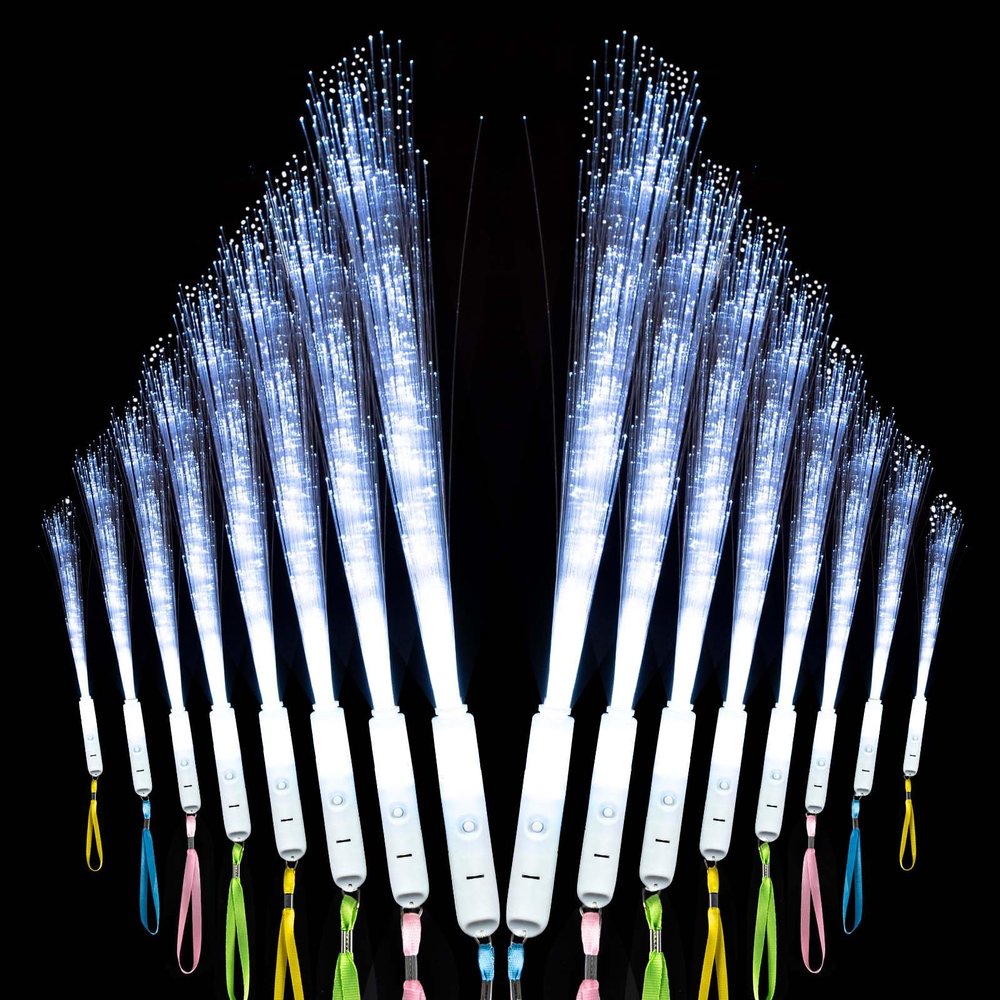 Zloveleexr 100Pcs White Fiber Optic Wands,3 Models Wedding Sparklers,Glow Sticks Light up Sticks Led Light Wands Fit Wedding Bridal Shower Birthday New Years Eve Party Supplies 2025