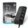 GE UltraPro Adapt 10-Outlet Surge Protector with USB Ports, 2 USB-A Ports, 2.4A, 12W, 4ft Braided Cord Power Strip Surge Protector, 3540 Joules, Black, 73775 view 1