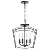 Quorum Lighting Mantle - 4 Light Convertible Pendant-16 Inches Tall and 14.5 Inches Wide-Matte Black Finish -Traditional Installation view 1