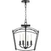 Quorum Lighting Mantle - 4 Light Convertible Pendant-16 Inches Tall and 14.5 Inches Wide-Matte Black Finish -Traditional Installation view 2