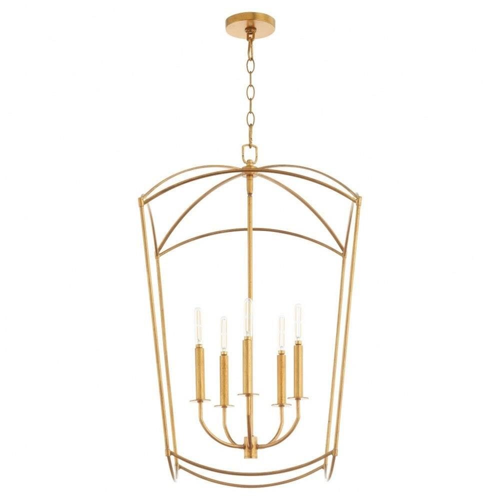 Mantle - 5 Light Entry Foyer-31.5 Inches Tall and 19 Inches Wide-Gold Leaf Finish -Traditional Installation