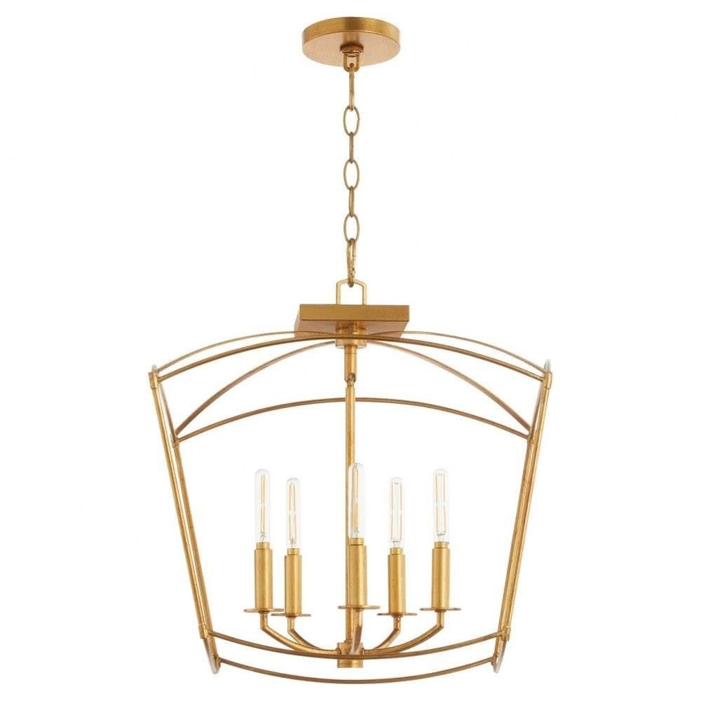 Quorum Lighting 2812-18-74 Mantle Convertible Pendant, 5-Light 300 Total Watts, Gold Leaf