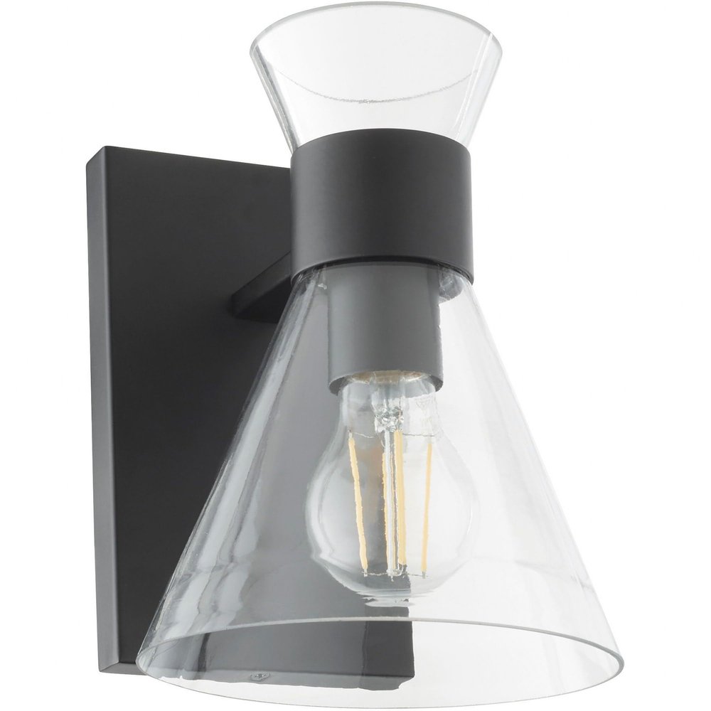 Quorum Lighting 5119-1-259 Beldar Wall Mount, 1-Light 100 Watts, Matte Black W/Clear Glass