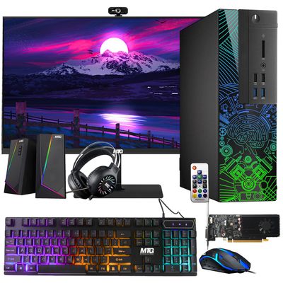 Lumos 8 Gaming Desktop PC, Intel Core i5 6th Gen, GT 1030 2GB DDR5, 16GB RAM, 256GB SSD + 1TB HDD 27 Inch 165hz Gaming Monitor, RGB Kit, Windows 11 (Renewed)
