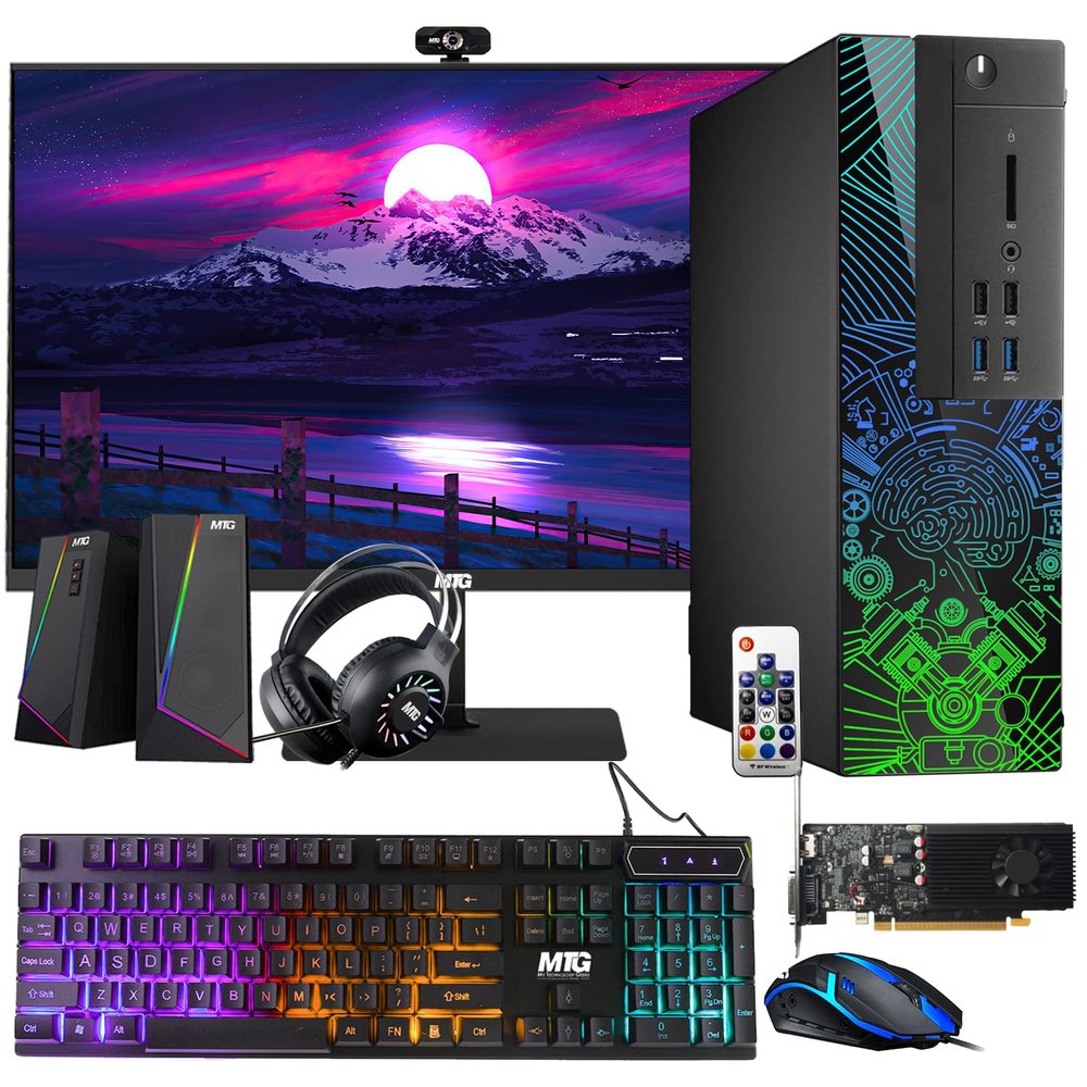 Lumos 8 Gaming Desktop PC, Intel Core i5 6th Gen, GT 1030 2GB DDR5, 16GB RAM, 256GB SSD + 1TB HDD 27 Inch 165hz Gaming Monitor, RGB Kit, Windows 11 (Renewed)